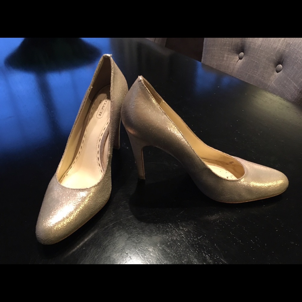 COACH Gold Metallic Heels